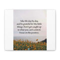 Canvas Wall Art - "Take Life Day by Day" Inspirational Quote with Wildflower Landscape