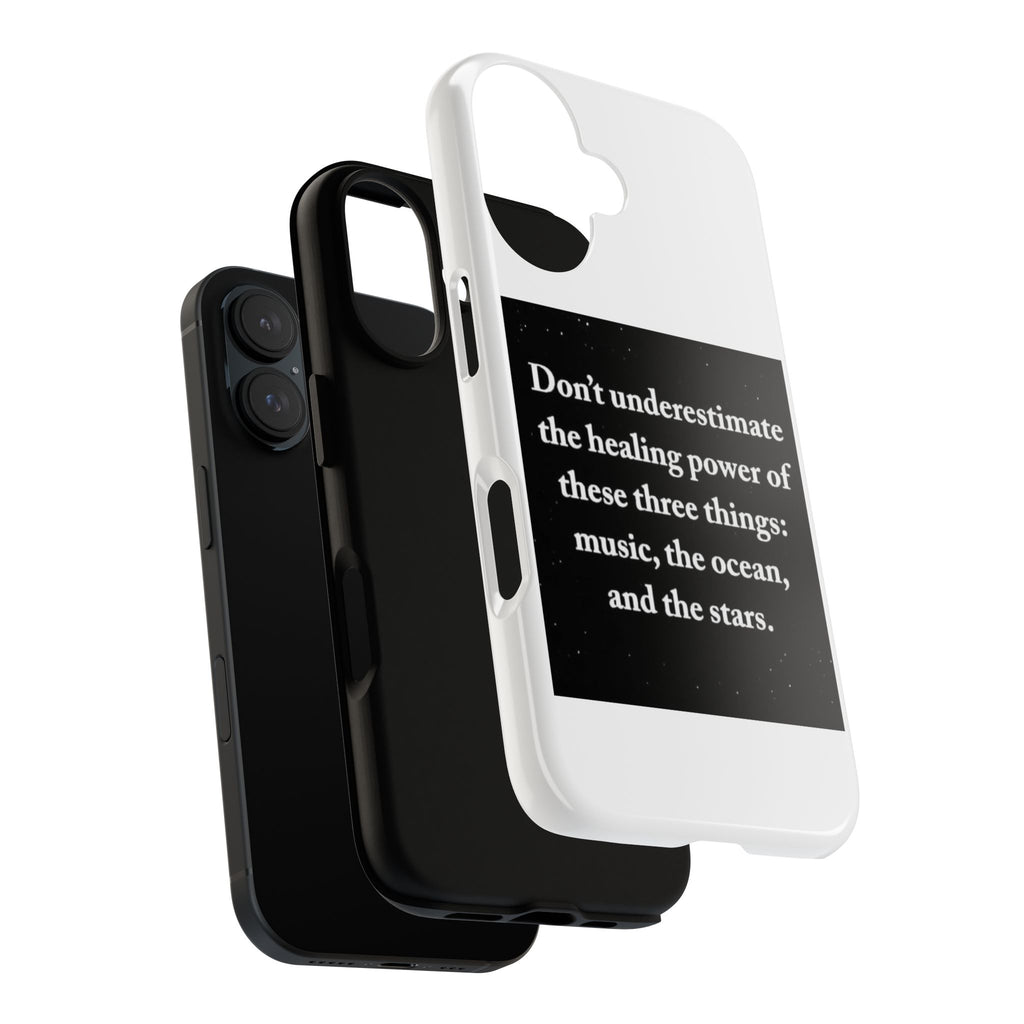 Phone Case — "Don't Underestimate" Inspirational Quote (Music, Ocean & Stars)