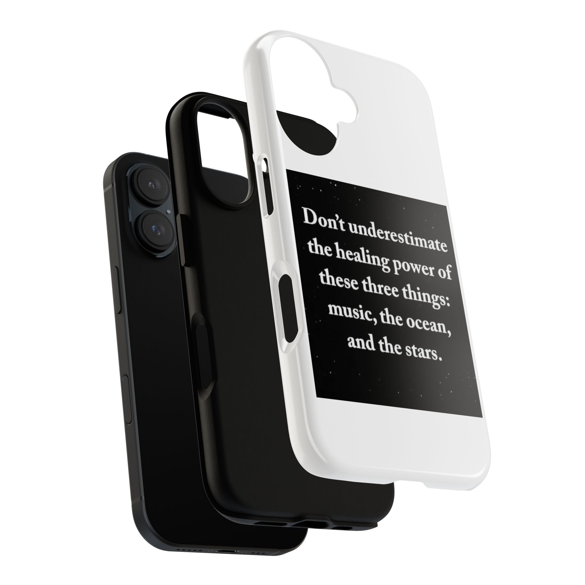 Phone Case — "Don't Underestimate" Inspirational Quote (Music, Ocean & Stars)