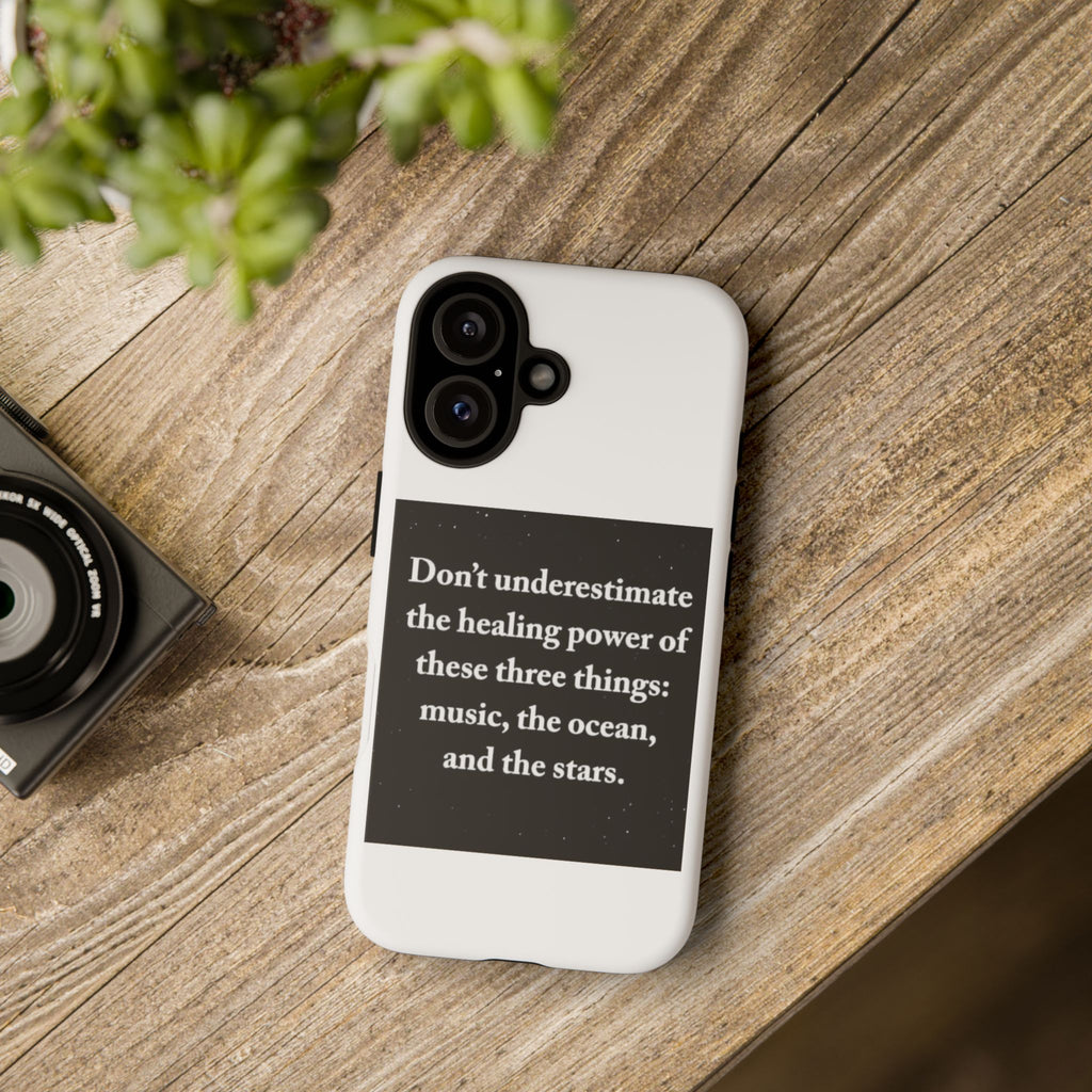 Phone Case — "Don't Underestimate" Inspirational Quote (Music, Ocean & Stars)