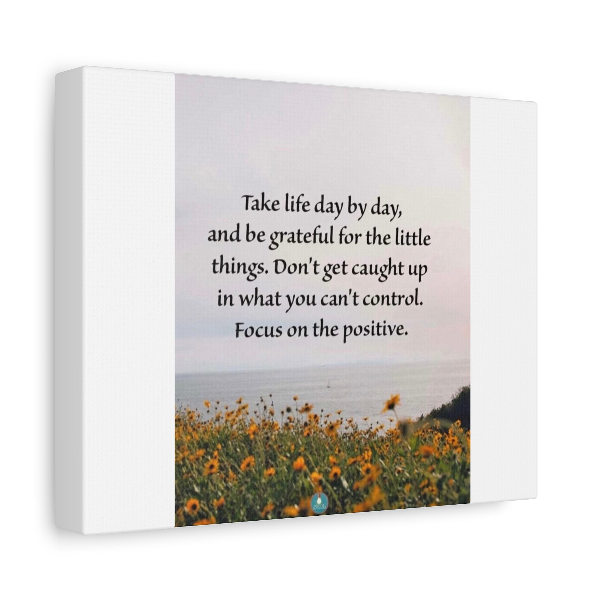 Canvas Wall Art - "Take Life Day by Day" Inspirational Quote with Wildflower Landscape