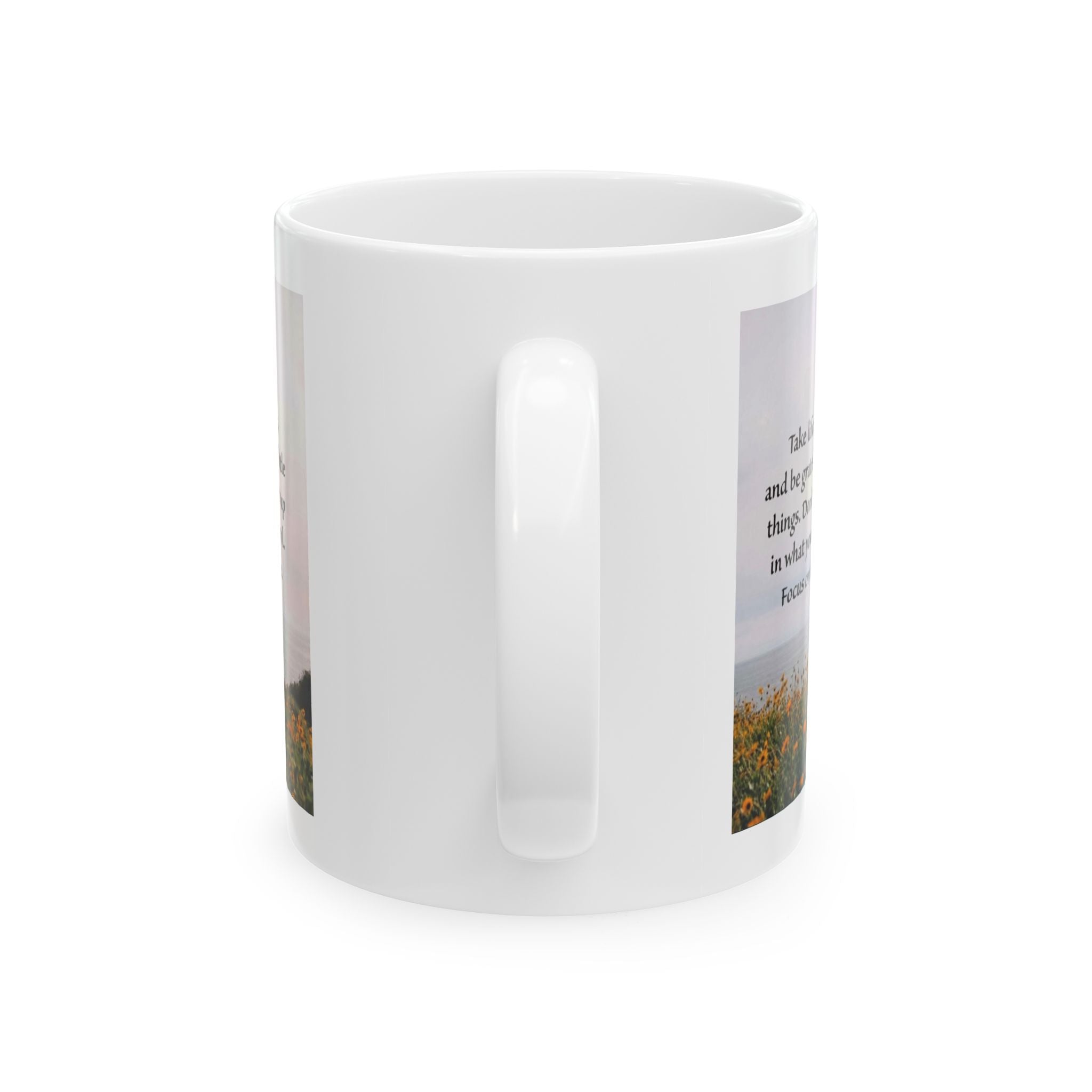 Inspirational Scenic Ceramic Mug — Faith Quote ‘Take Hold and Be Strong’ (11oz/15oz)