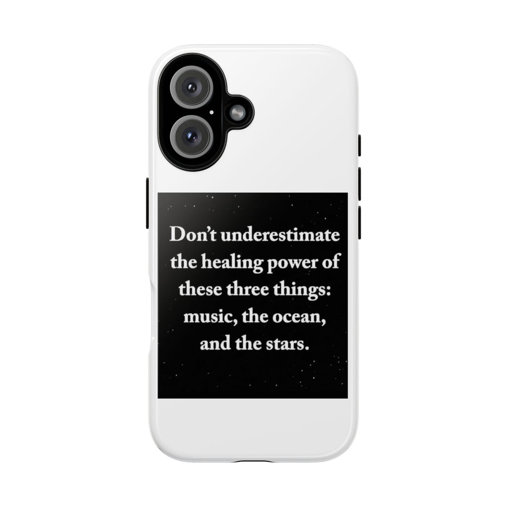 Phone Case — "Don't Underestimate" Inspirational Quote (Music, Ocean & Stars)