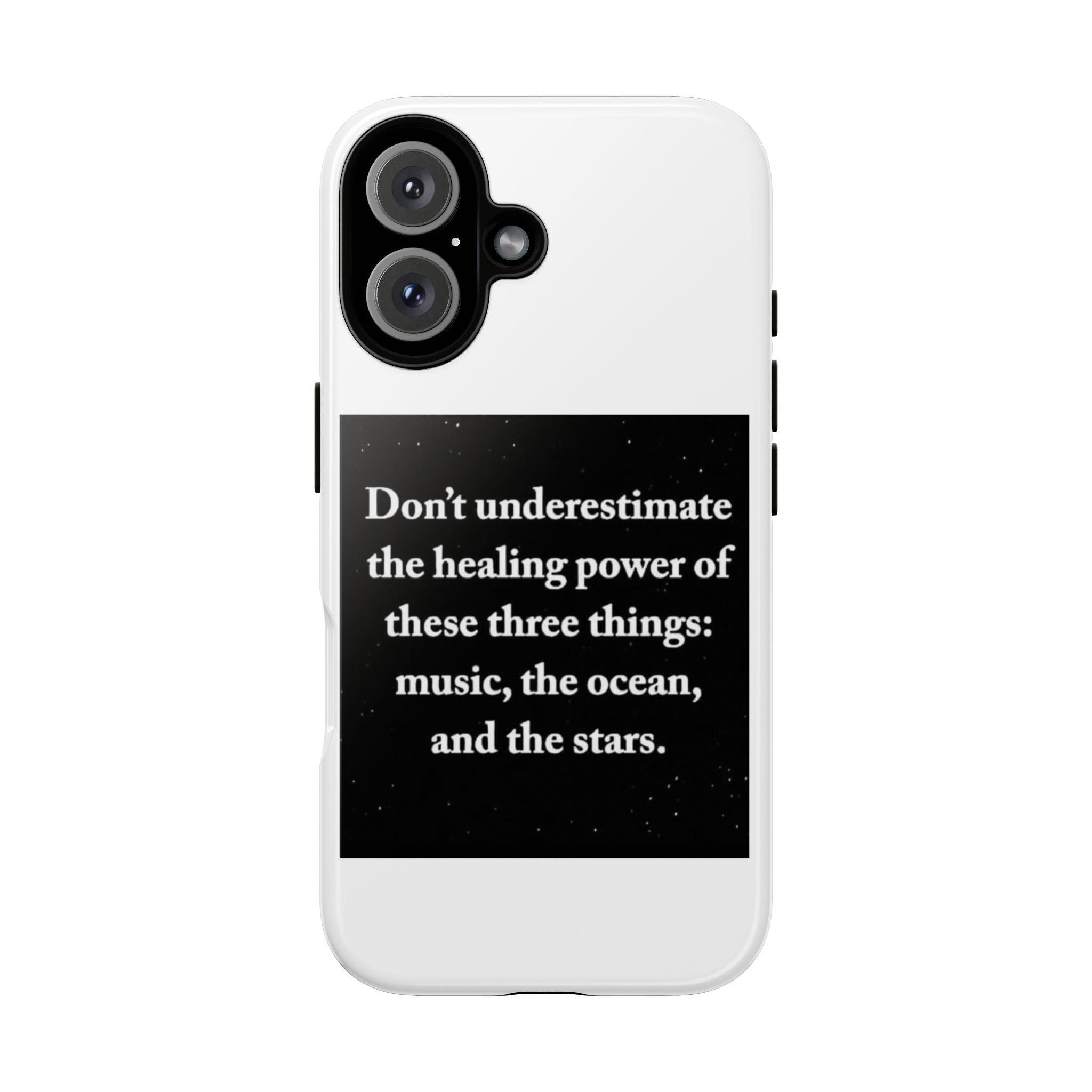 Phone Case — "Don't Underestimate" Inspirational Quote (Music, Ocean & Stars)